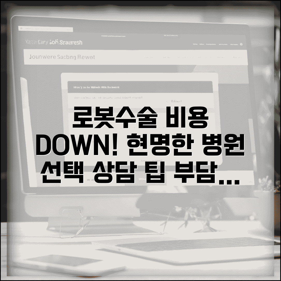 로봇수술 비용 절감 방법 | 병원 선택과 상담 팁, 효과적인 방법은?