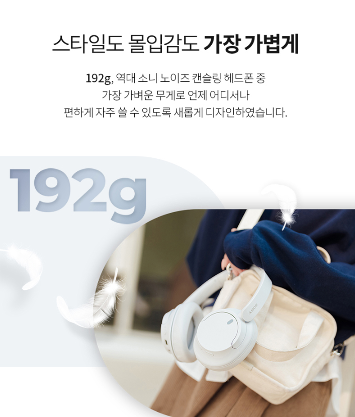 소니 가벼운 노이즈 캔슬링 헤드폰, 블랙, WH-CH720N 상세 이미지 2