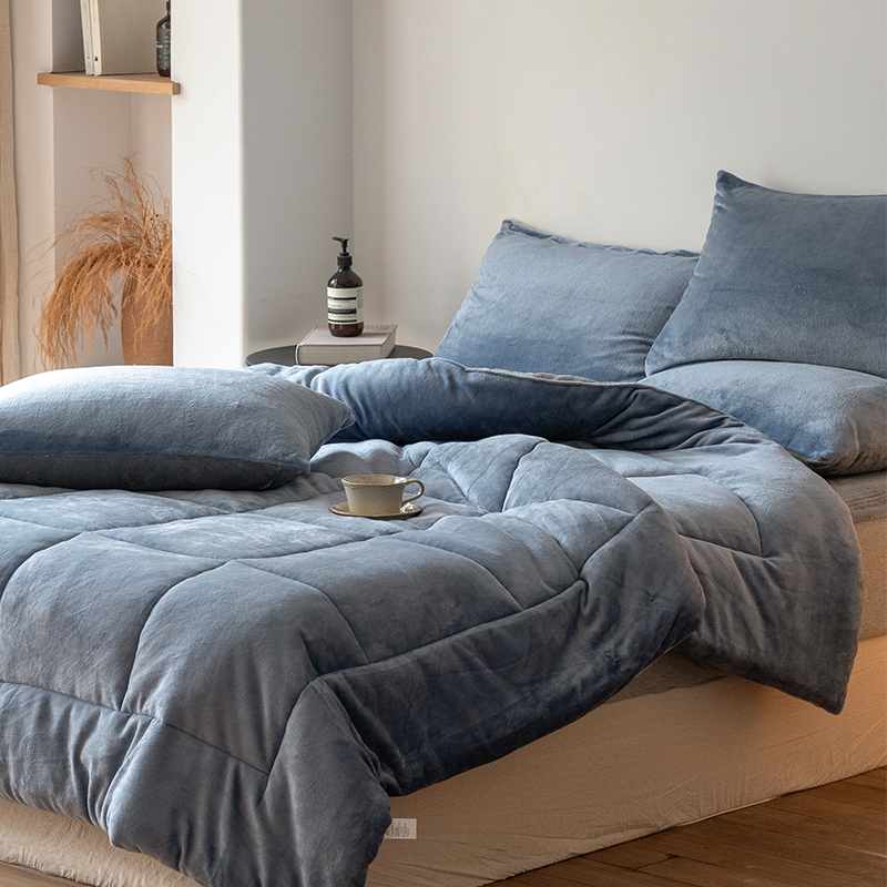 KURUA 겨울 따뜻한 양면 극세사 이불 세트 홈 이불/패드/베개커버 세트할인 상세 이미지 2