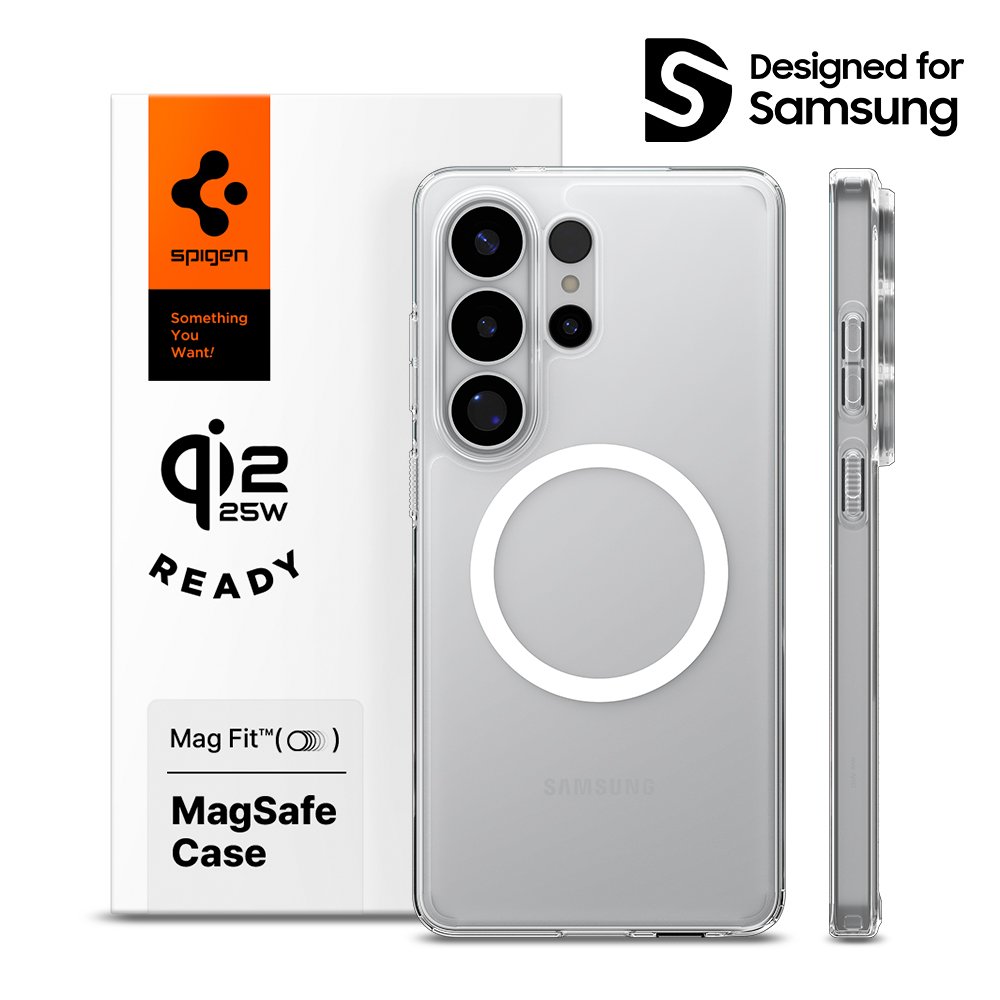 Qi2 25W 인증 슈피겐 갤럭시 맥세이프 케이스 에어스킨하이브리드맥핏 클리어화이트, 갤럭시S26 울트라 상세 이미지 1