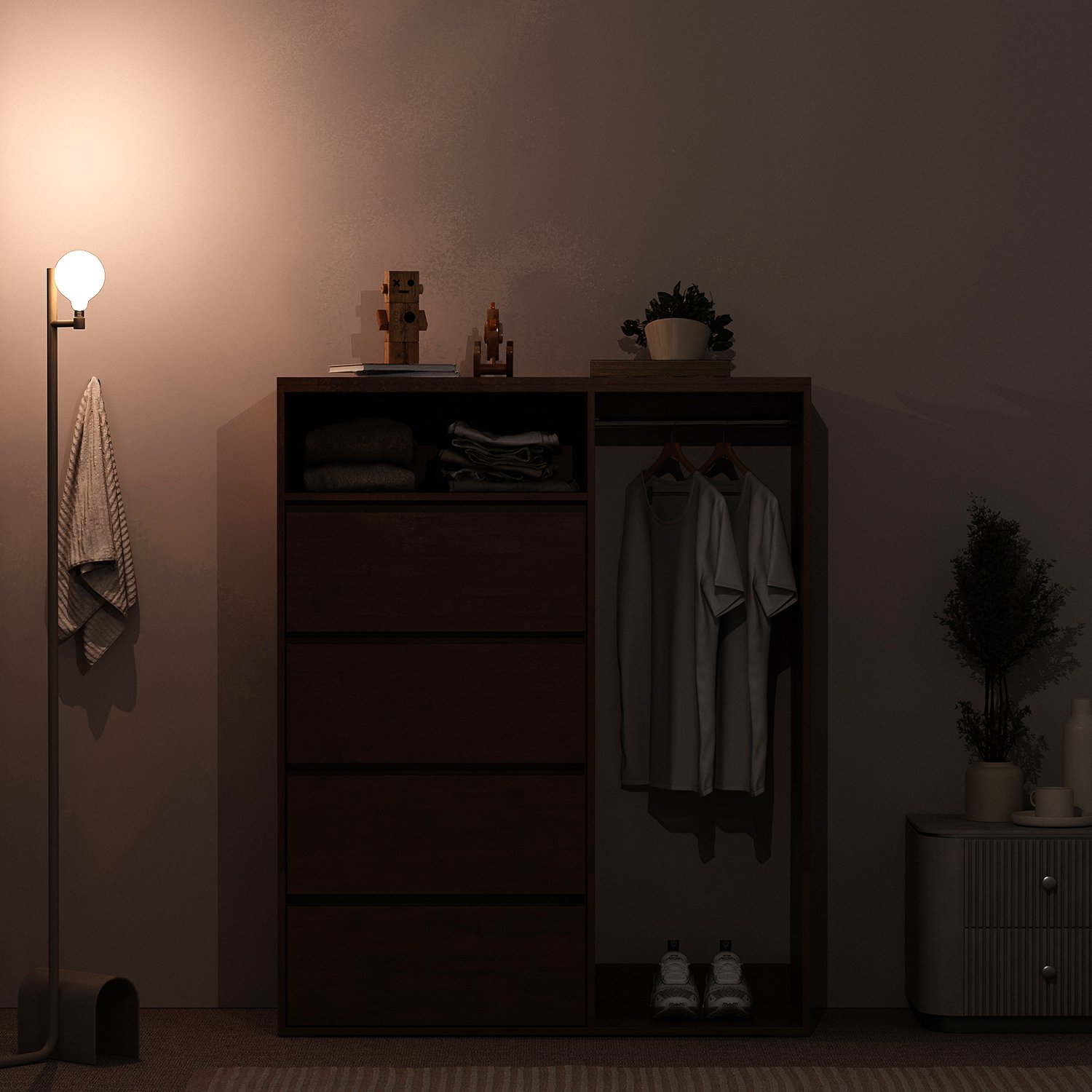 서랍형 행거 원룸 선반 옷장 행거 서랍장 낮은 행거 수납장 상세 이미지 1