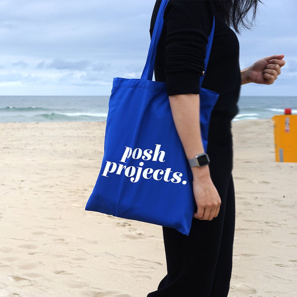 E129 빅 홀리데이 로고 에코백 블루 상세 이미지 1