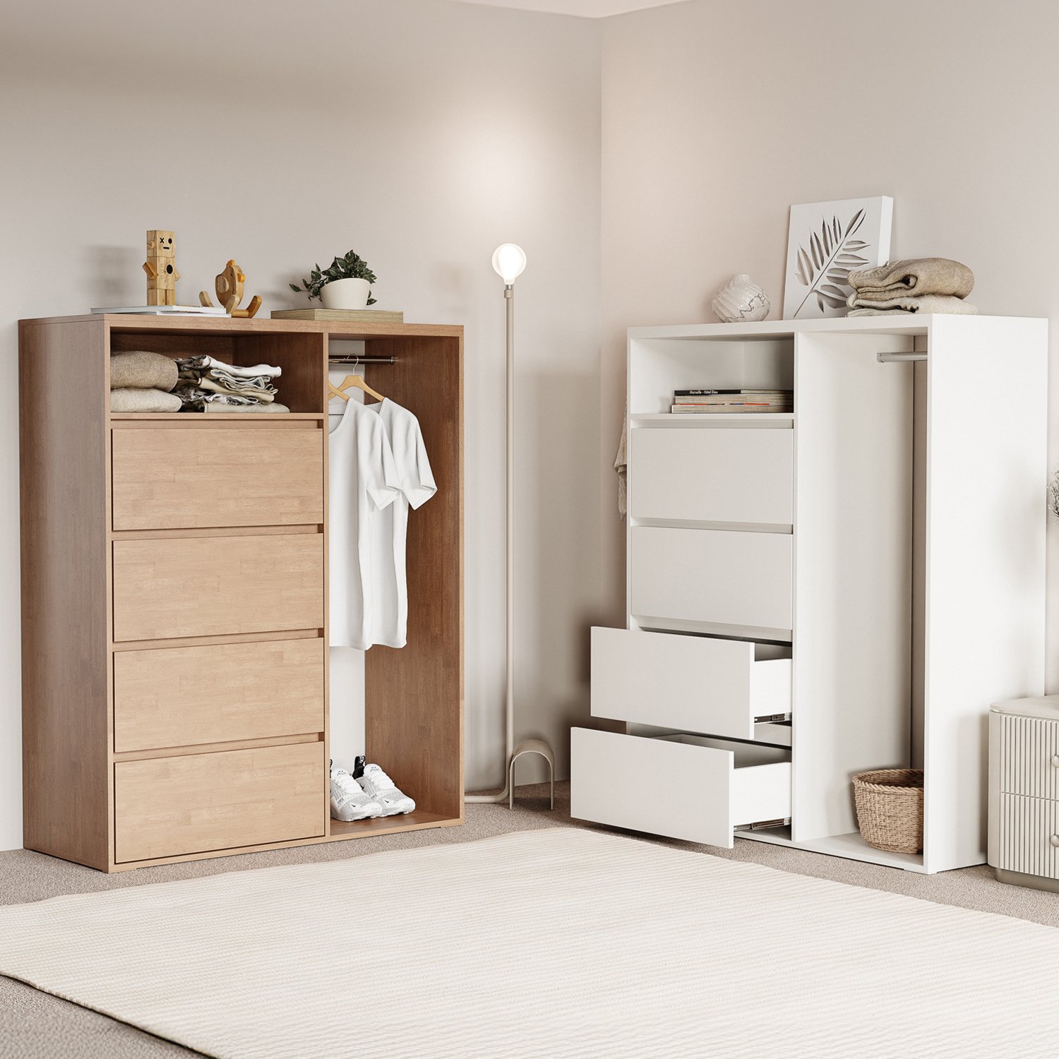 서랍형 행거 원룸 선반 옷장 행거 서랍장 낮은 행거 수납장 상세 이미지 1