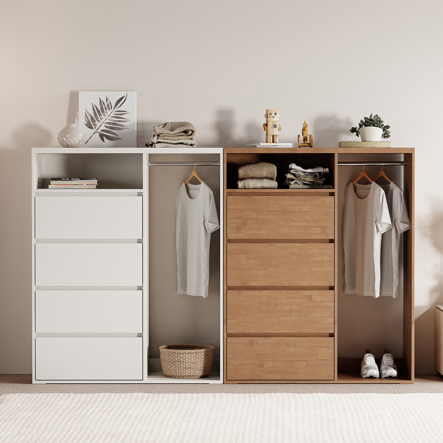 서랍형 행거 원룸 선반 옷장 행거 서랍장 낮은 행거 수납장 상세 이미지 2