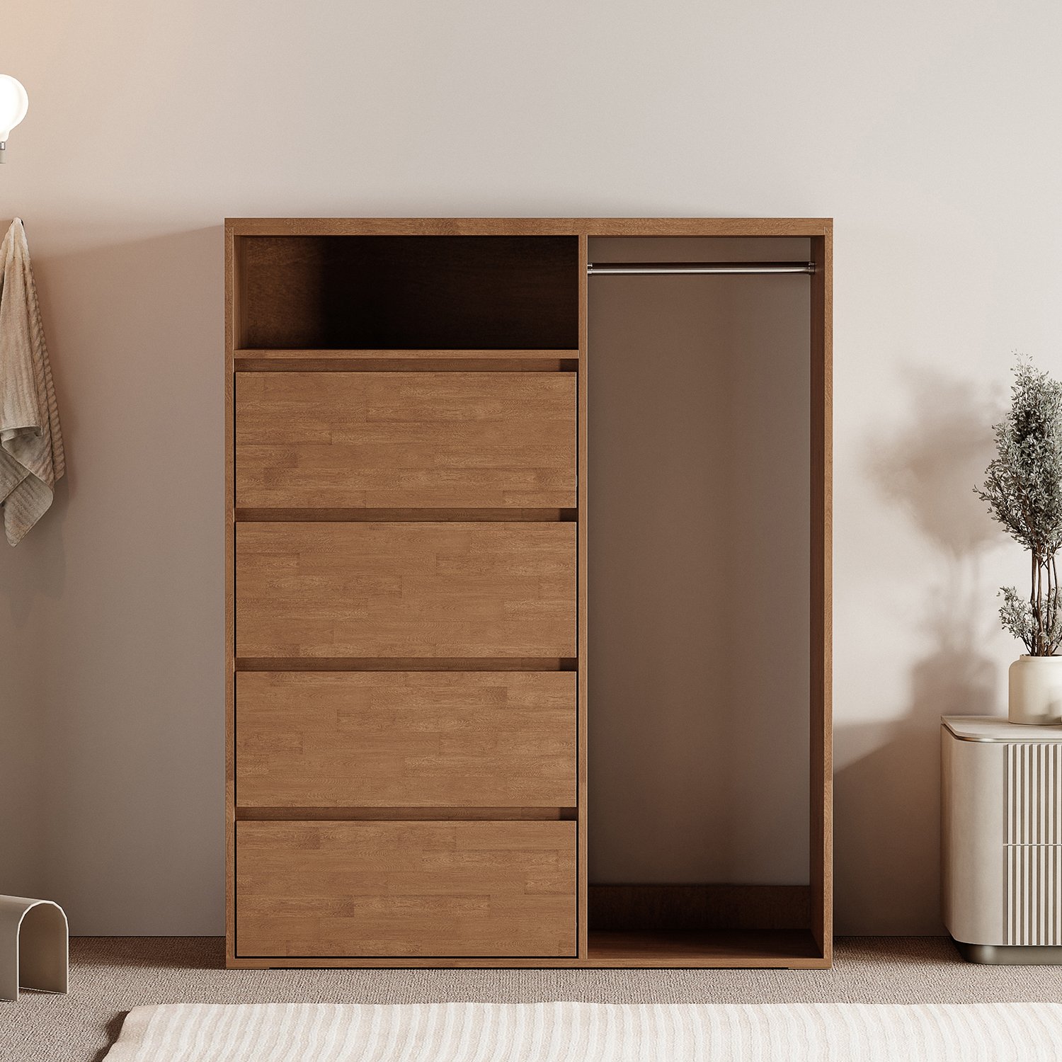 서랍형 행거 원룸 선반 옷장 행거 서랍장 낮은 행거 수납장 상세 이미지 2