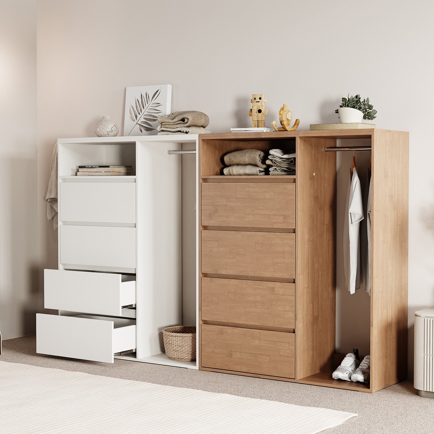 서랍형 행거 원룸 선반 옷장 행거 서랍장 낮은 행거 수납장 상세 이미지 2