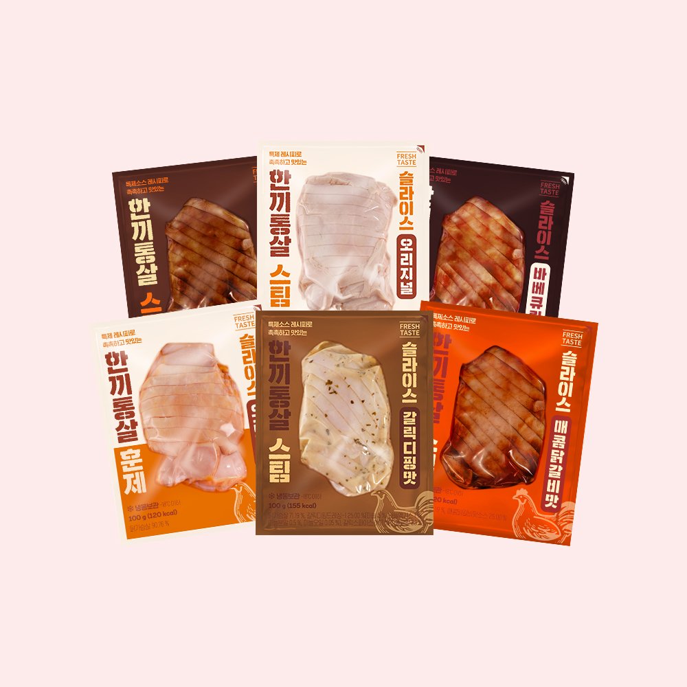 한끼통살 슬라이스 닭가슴살 100g 6종 (30개입) 식사 조절 대용 상세 이미지 2