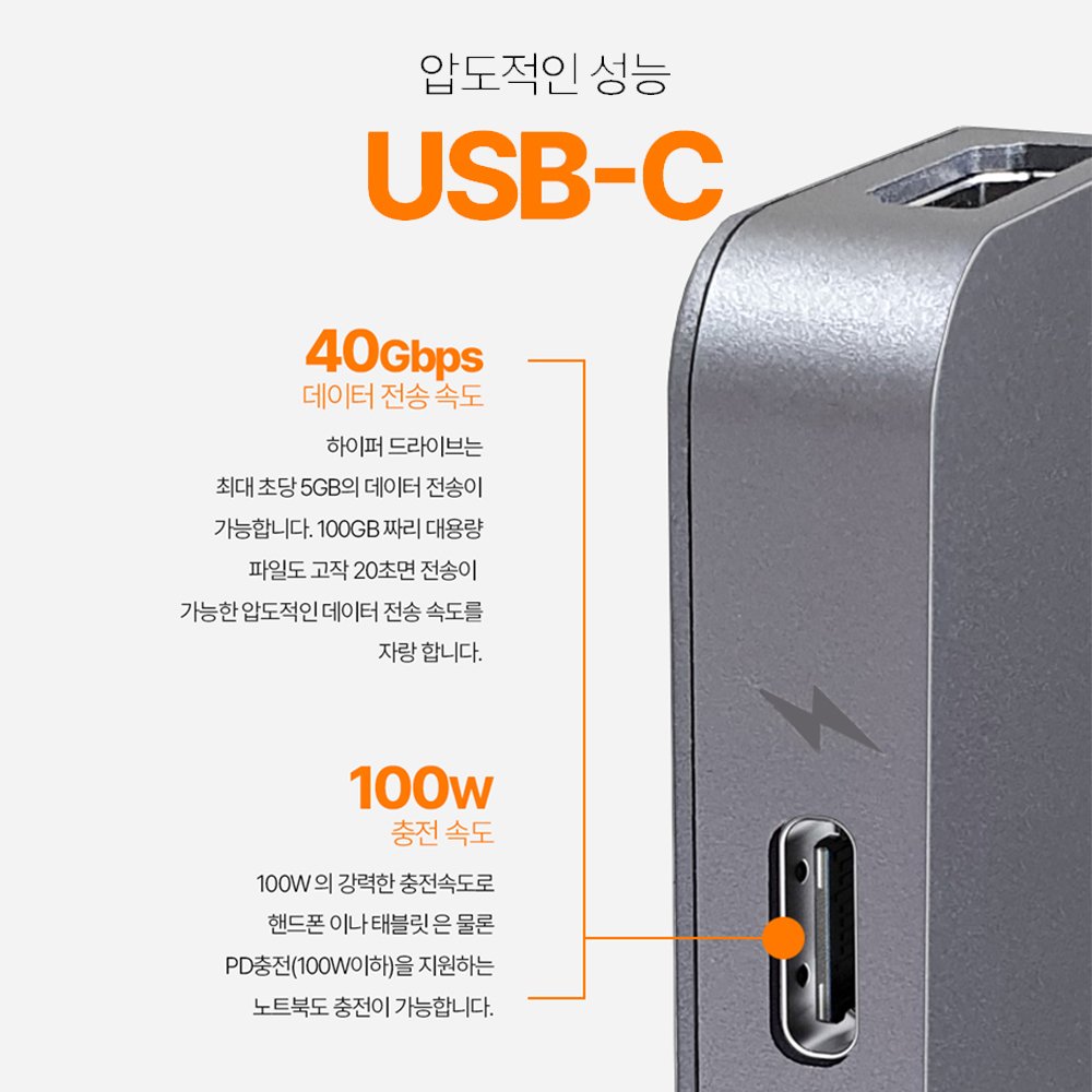 맥북 허브 에어 프로 썬더볼트 HDMI +C타입 연장케이블 상세 이미지 1